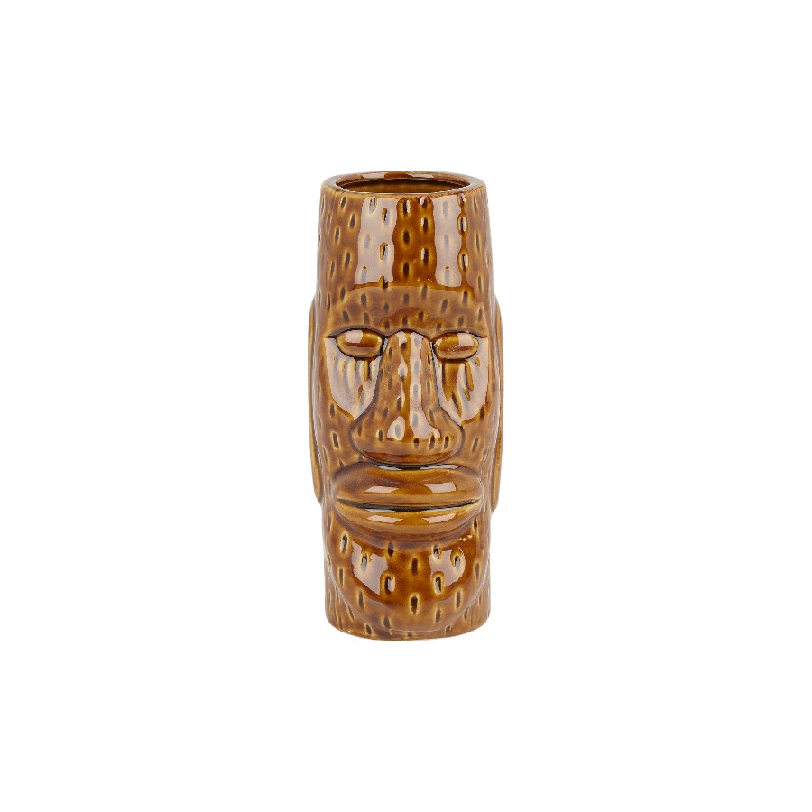 Ceramic Easter Islander Tiki Mug - 450ml - Medium Brown 3403