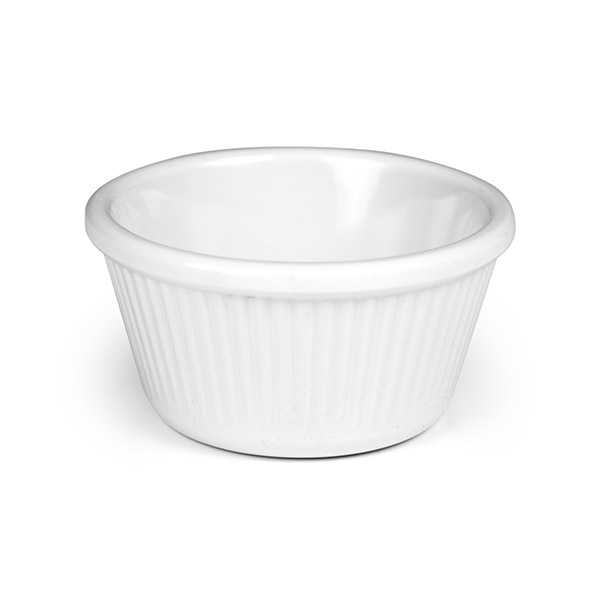 Melamine Ramekin White Ribbed 2 Oz M102W