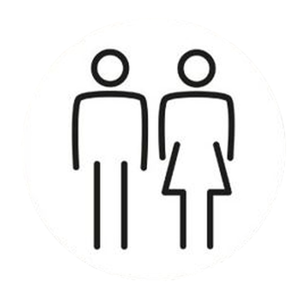 Ladies & Gents Toilet Door Symbol 150mm White Ds062