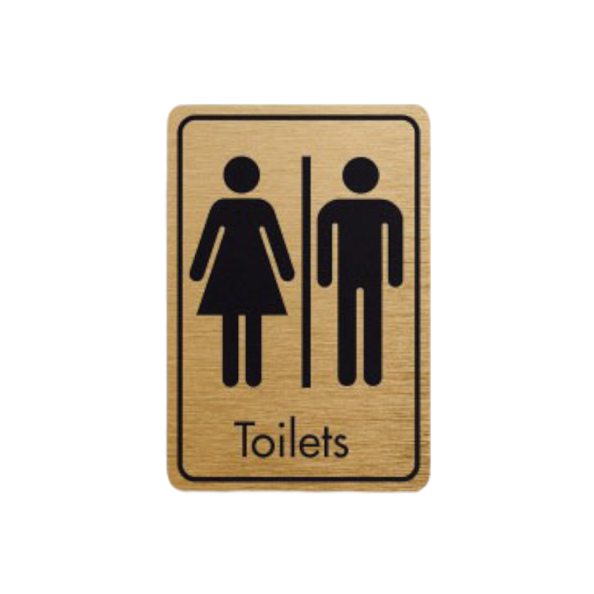 Toilets Symbol With Text Black On Gold Fm 83x128mm Dm021