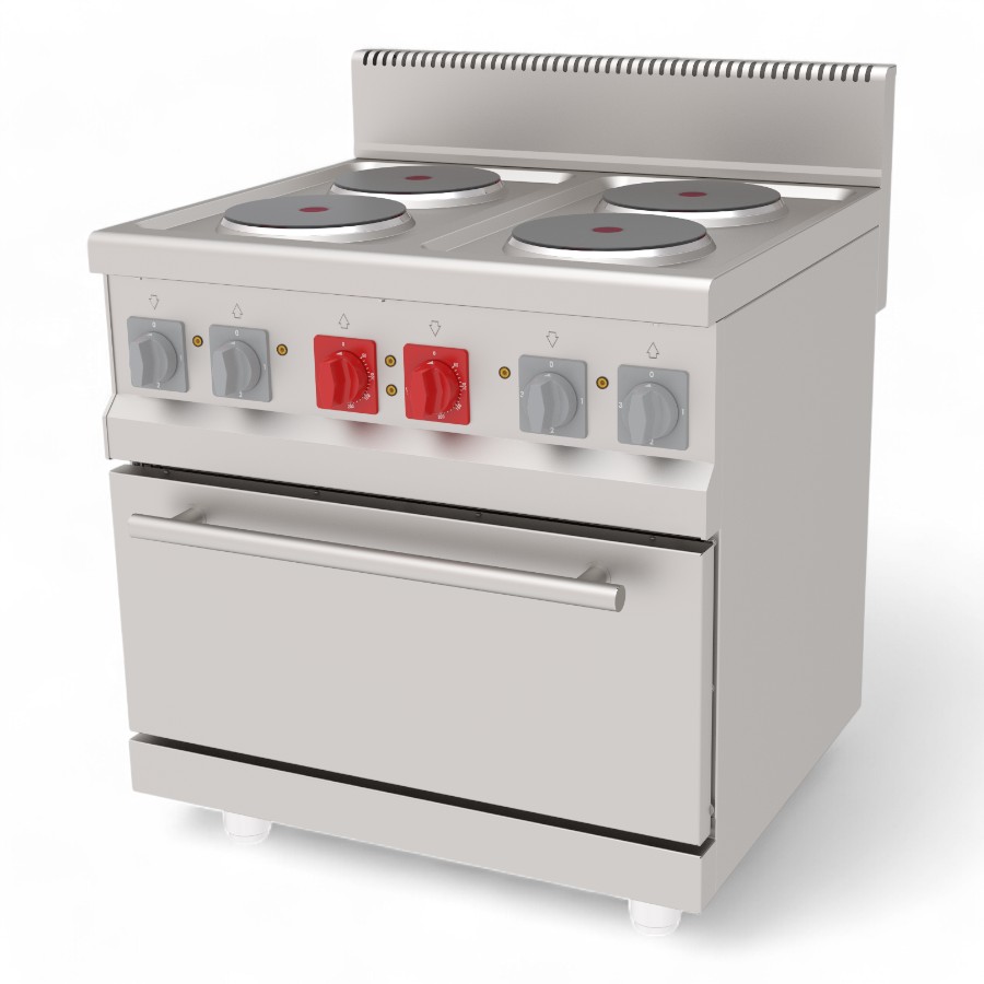 Cooker Electric 4x2.5Kw Stove S/S With Oven  80x70x85cm 16Kw Aek 870 380V