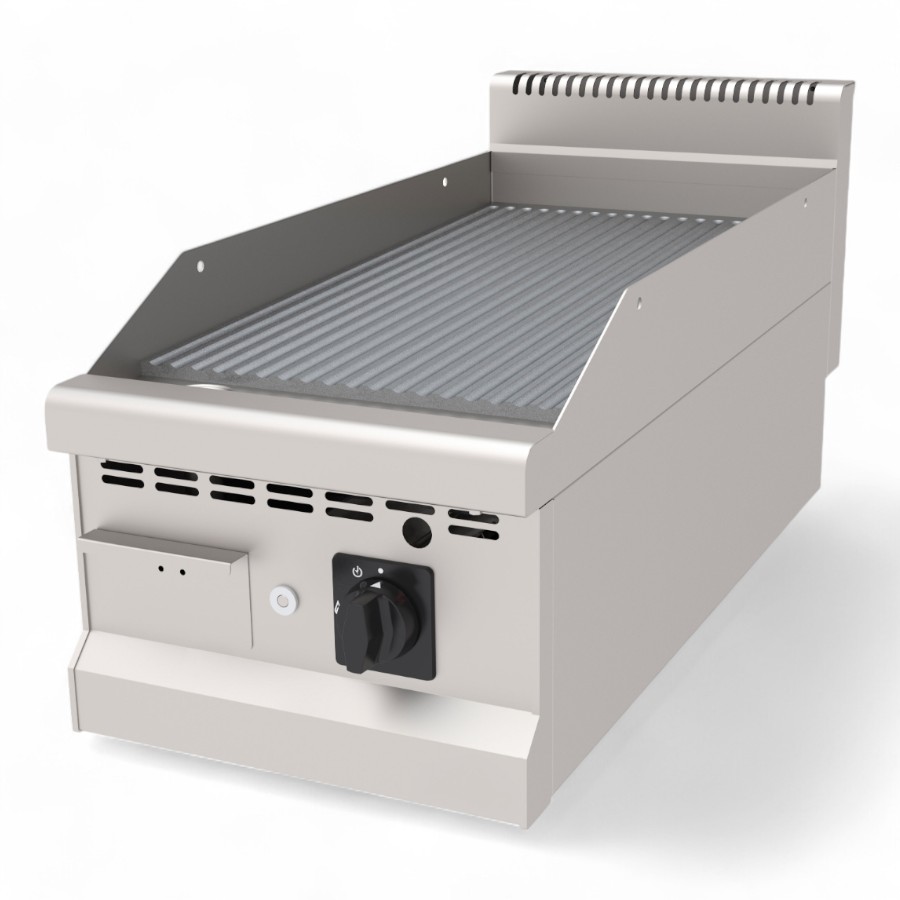 Grill E Ribbed Gas S/S Table Top 40x90x30cm Aggi 490