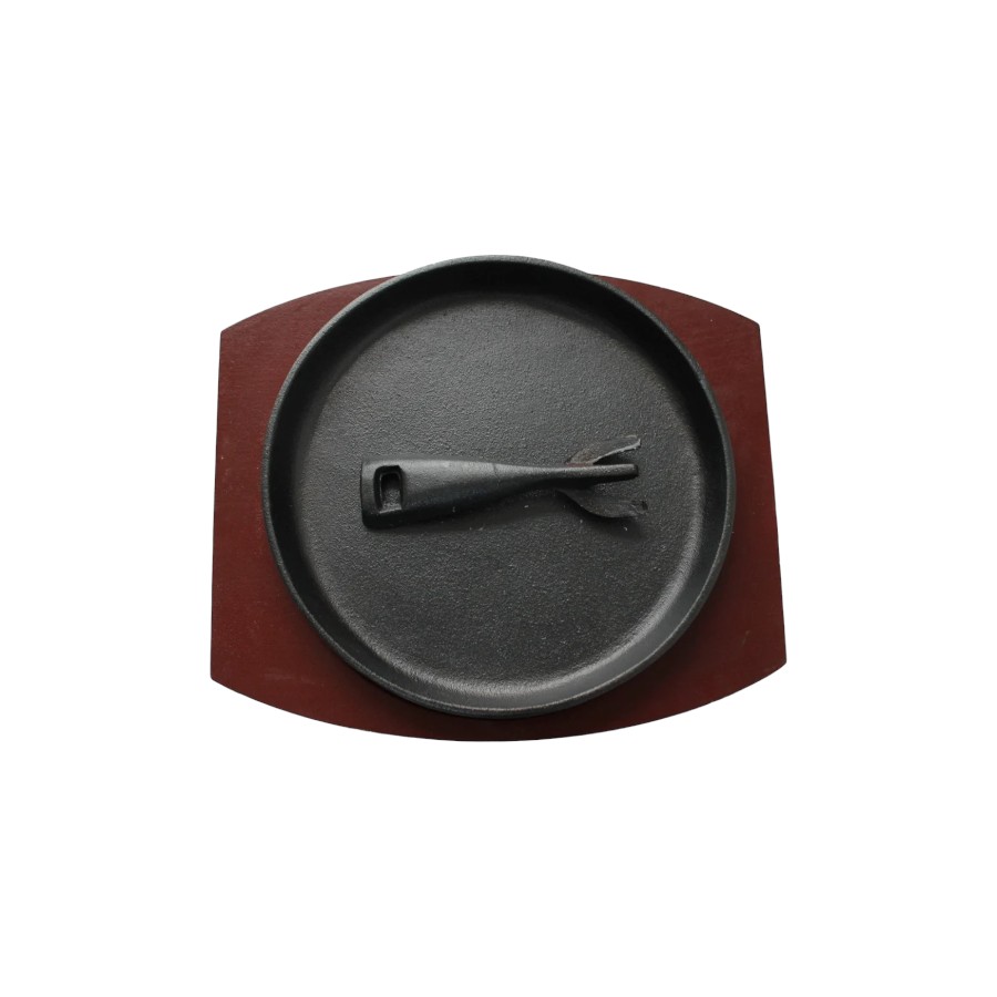 25cm Round Sizzle Platter With Wood Base