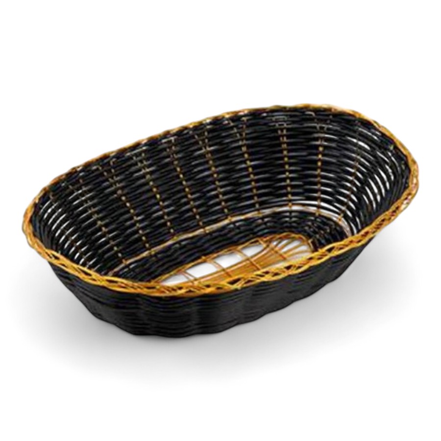 Oval Basket Black With Gold Trim 7907