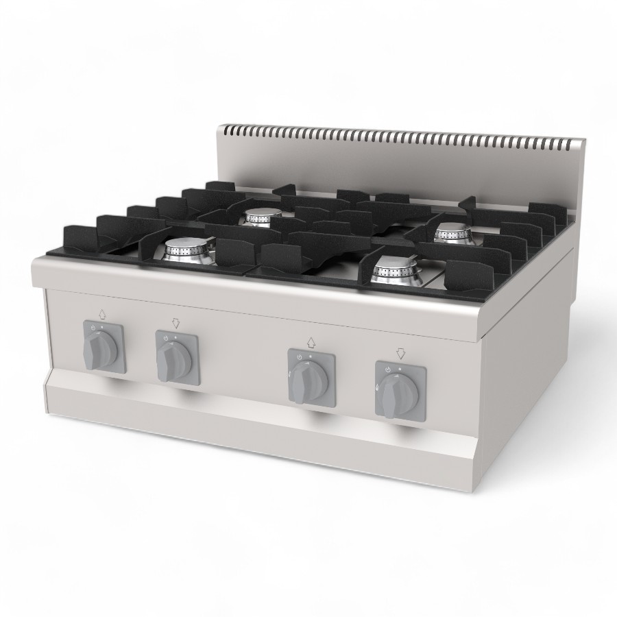 Cooker Gas 4x5Kw Stove S/S Table Top 80x70x30cm 20Kw Ago 870