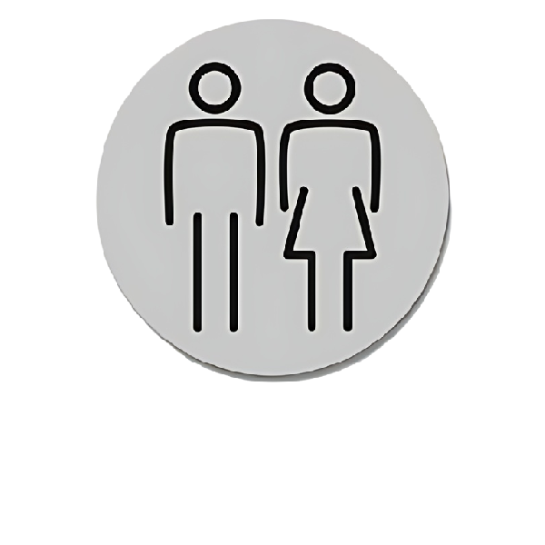 Ladies & Gents Toilet Door Symbol 150mm Silver Ds044