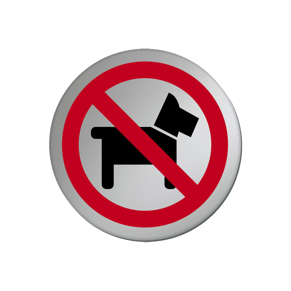 No Dogs Symbol 75mm Diameter Satin Silver Door Disc - Ds016