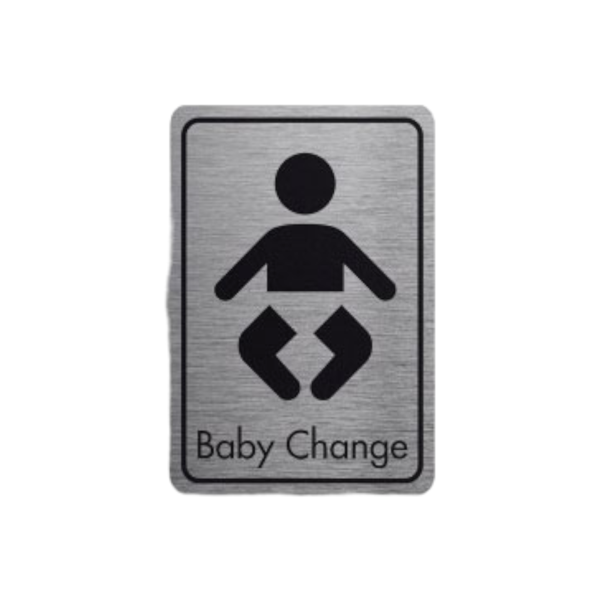 Baby Change Symbol With Text Black On Silver Fm 83x128mm Dm045