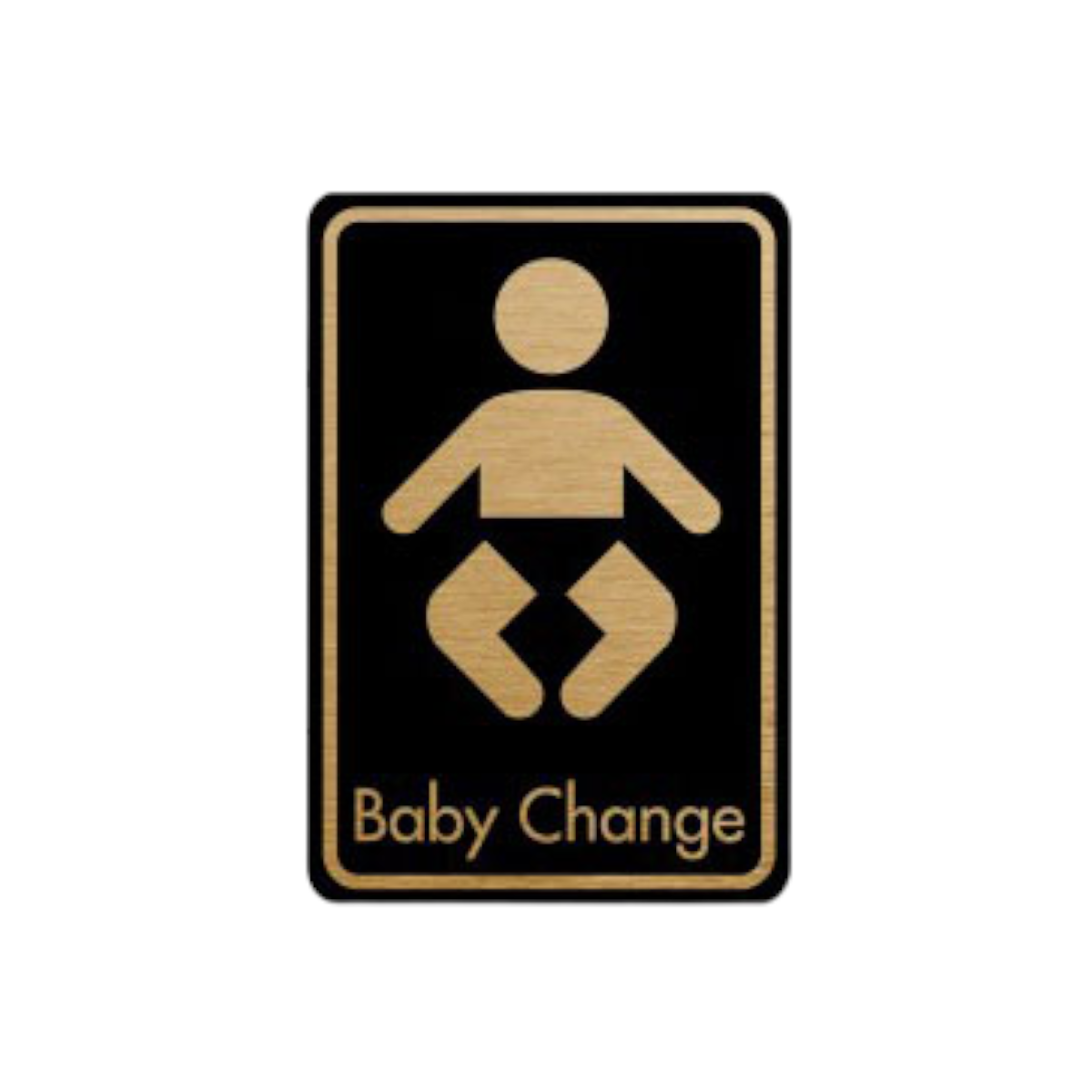 Baby Change Symbol With Text Door Sign Gold On Black Dm085