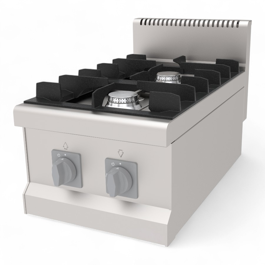 Cooker Gas 2x 5Kw Burner S/S Table Top 40x70x30cm 10Kw Ago 470