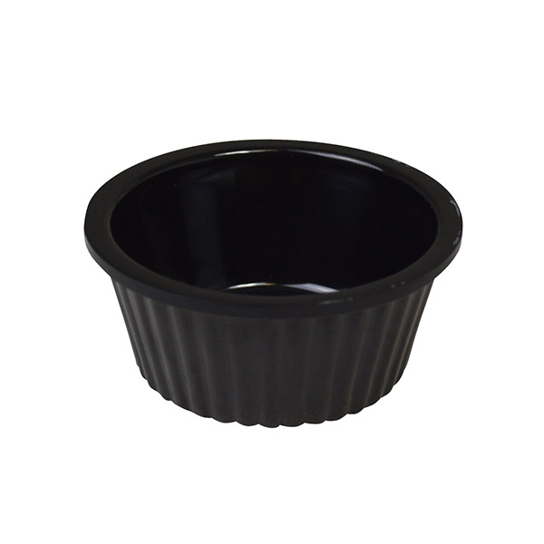 Melamine Ramekin Black Ribbed 1 Oz Pack 12 M100K