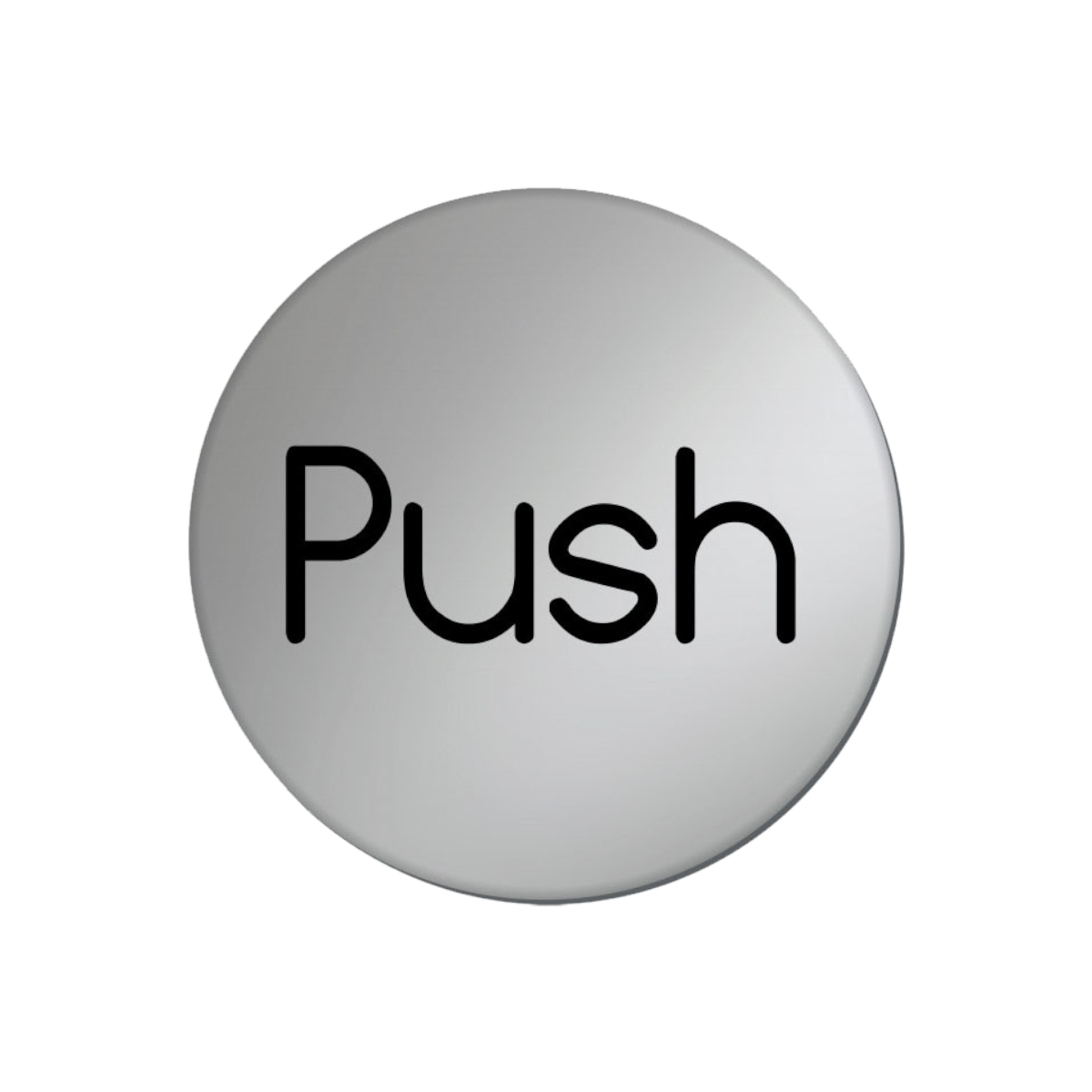 Push Symbol Disk Silver Finish 75mm Diameter Ds021