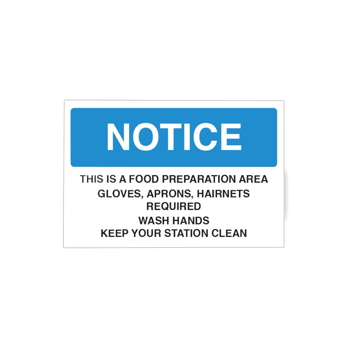 Notice Food Preparation Area - Staff Food Hygiene Notice Cs209_Cs210