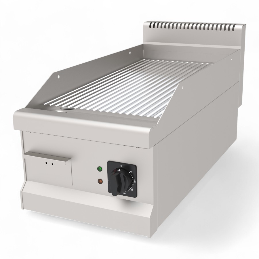 Grill D Ribbed Electric S/S Table Top 40x90x30cm Aegi 490