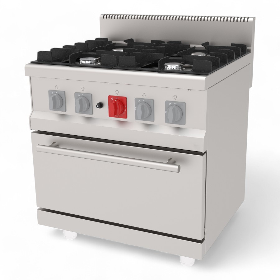 Cooker Gas 4x7.5Kw Burner S/S With Oven  80x70x85cm 36Kw Agk 870