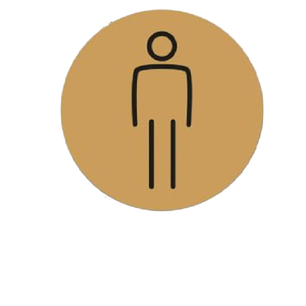 Gents Toilet Door Symbol 150mm Gold Ds055